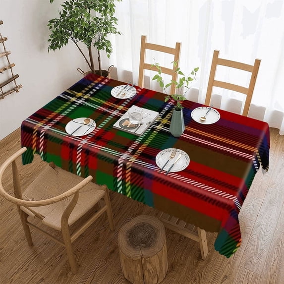 Scotland Royal Stewart Tartan Rectangular Tablecloth 60"x120" with Lace Edge, Washable Durable Table Cover for Dining, Indoor Outdoor Home Restaurant Decor