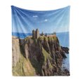 thumbnail image 1 of Scotland Soft Flannel Fleece Throw Blanket, Dunnottar Castle with Blue Sky in Stonehaven Architecture European, Cozy Plush for Indoor and Outdoor Use, 50" x 70", Multicolor, by Ambesonne, 1 of 6