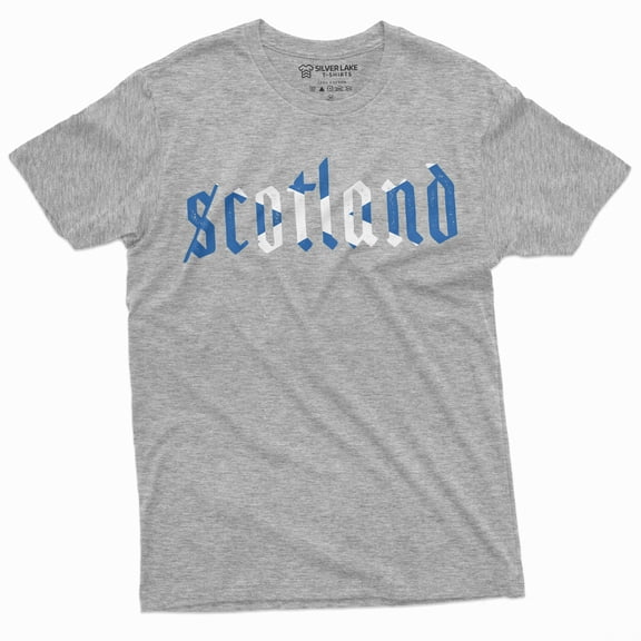 Scotland T-shirt Scottish Flag Alba Patriotic Tee Shirt Scot Coat of arms Tee Shirt (Large Grey)