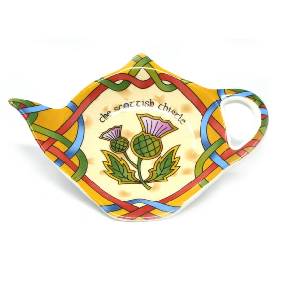 Scotland Thistle Teabag Holder Ceramic Tea Pot Shape