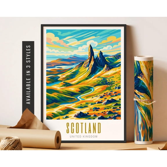 Scotland Travel Poster City Destination Wall Art Scottish Highlands Poster Scotland Landscape Decor Trendy Art Wall Decor Home Decor, 8x12 UNFRAMED