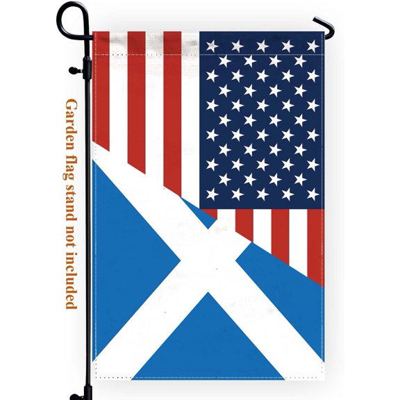 Scotland USA Friendship Garden Flag, 12x18 in Heavy Duty Outdoor Double-Sided Scottish American Banner for Patio or Yard