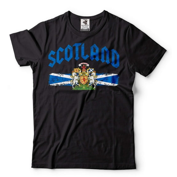 Scotland Unisex Shirt Scotland Patriotic Country Logo Flag Shirt Scotland Text Tee (Medium Black)
