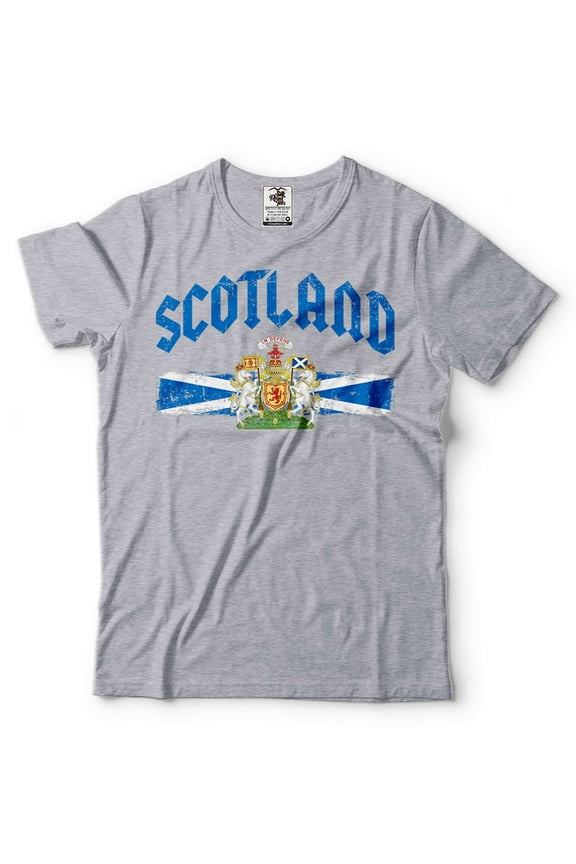 Scotland Unisex Shirt Scotland Patriotic Country Logo Flag Shirt Scotland Text Tee (X-Large Grey)