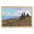 thumbnail image 1 of Scotland Wall Art with Frame, Old Man of Storr Trotternish Peninsula Isle of Skye Geology Drought and Rocky, Printed Fabric Poster for Bathroom Living Room Dorms, 35" x 23", Multicolor, by Ambesonne, 1 of 2