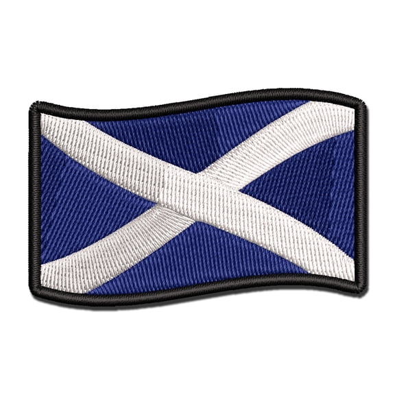 Scotland with Waving Flag Cute Applique Multi-Color Embroidered Iron-On Patch - 3 Inch Medium