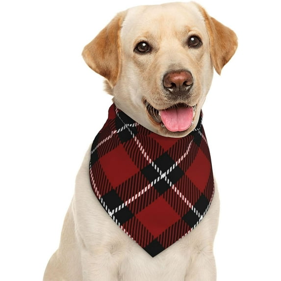 Scots Style Tartan Plaid Red Black Dog Bandana Scarf Triangle Bibs Pet Accessories Cat Kerchief