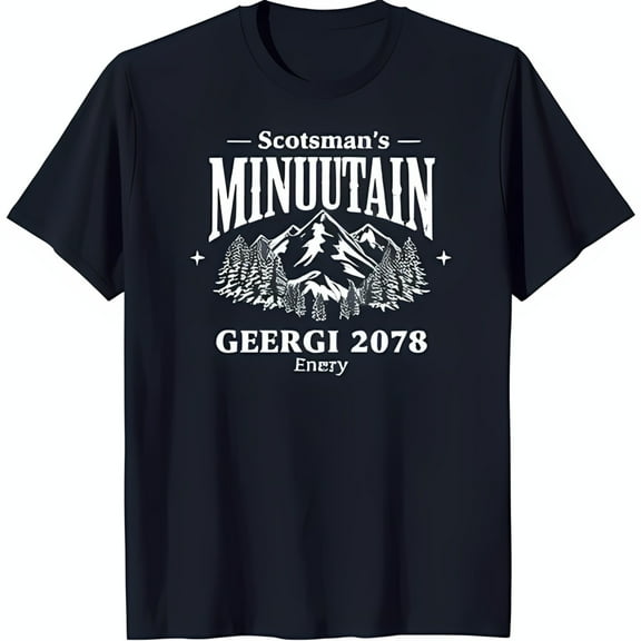 Scotsman s Minuutain Graphic T-Shirt Dark Blue Mountain Range Design