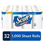 Scott 1,000 Toilet Paper, 32 Rolls, 1,000 Sheets per Roll