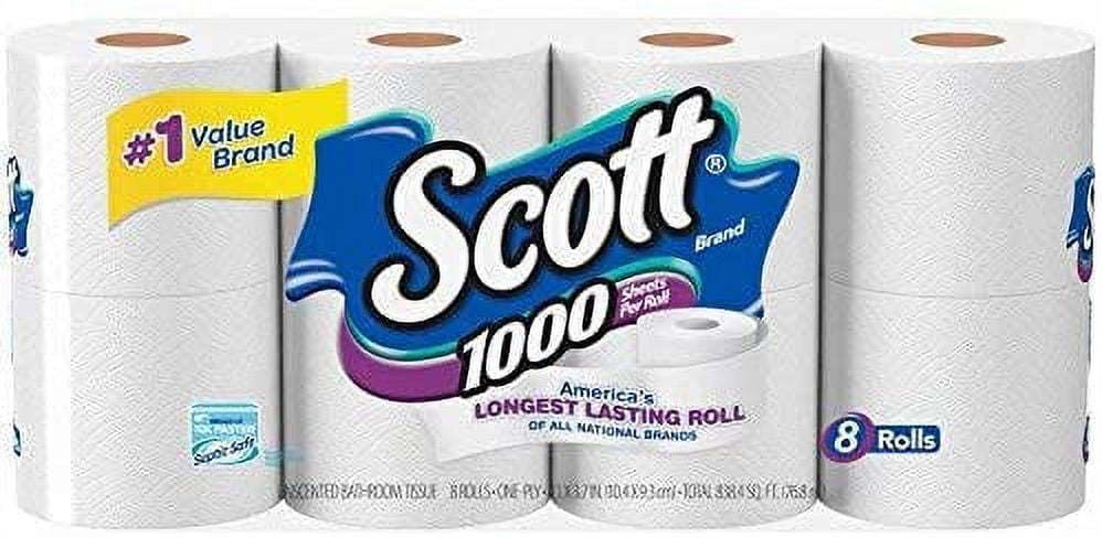 Scott 1000 Sheets Per Roll, 8 Toilet Paper Rolls, Bath Tissue - Walmart.com