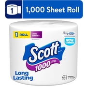 Scott 1000 Toilet Paper, 1 Roll, 1000 Sheets, 1-Ply, Septic-Safe