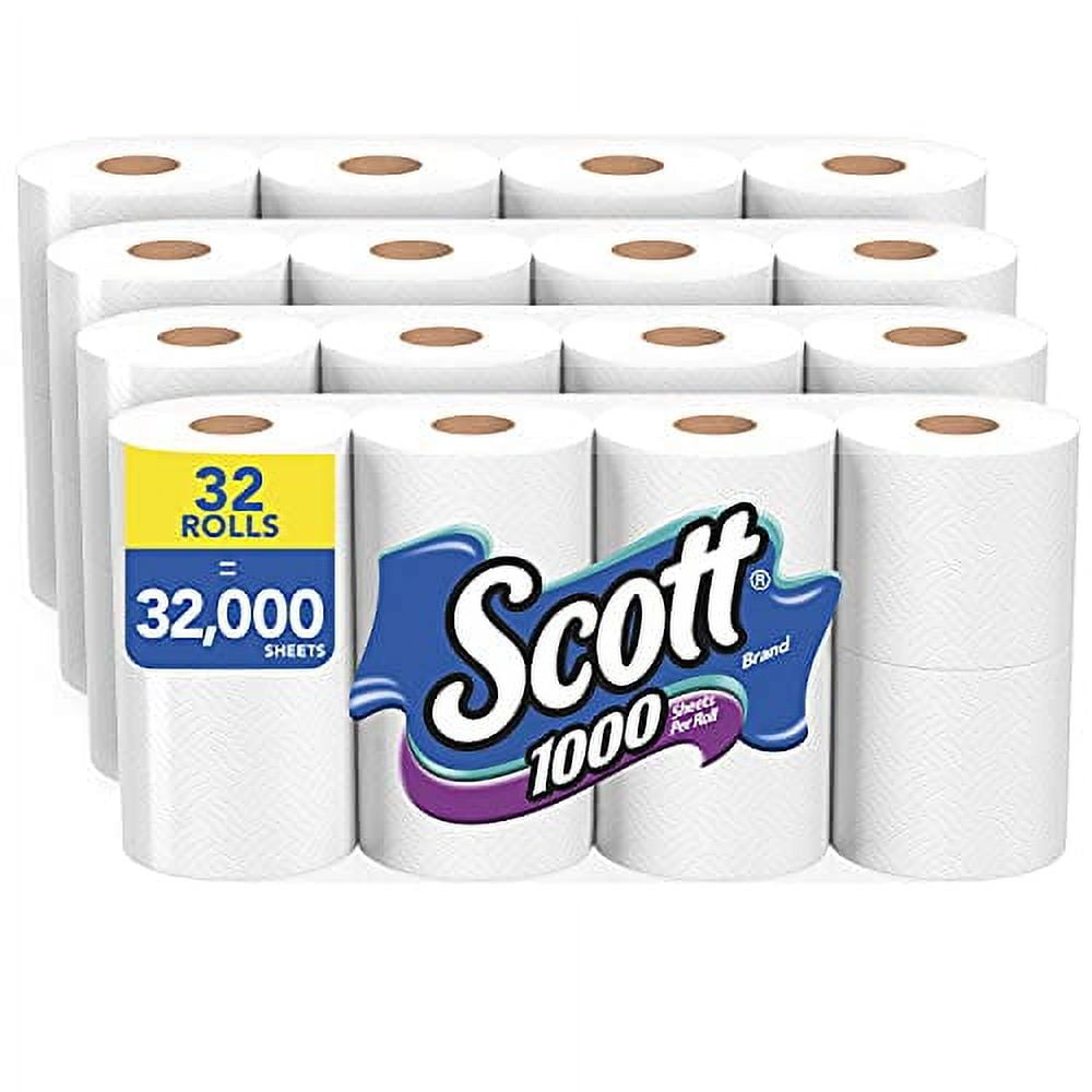 Scott 1000 Toilet Paper, 32 Regular Rolls, SepticSafe, 1Ply Toilet Tissue