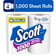 Scott 1000 1-Ply Toilet Paper, 4 Rolls, 1,000 Sheets per Roll
