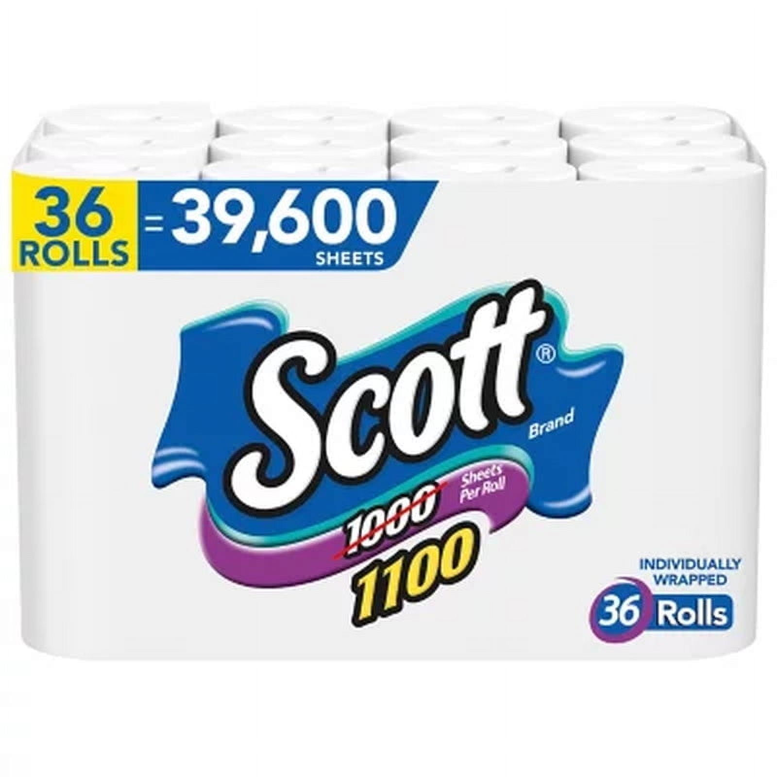Scott 1100 Unscented 1-Ply Bath Tissue, 36 Rolls