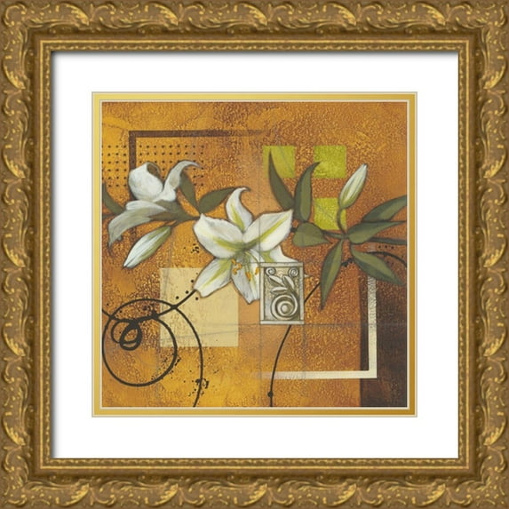 Scott 12x12 Gold Ornate Wood Framed with Double Matting Museum Art Print Titled - Marias Lily II
