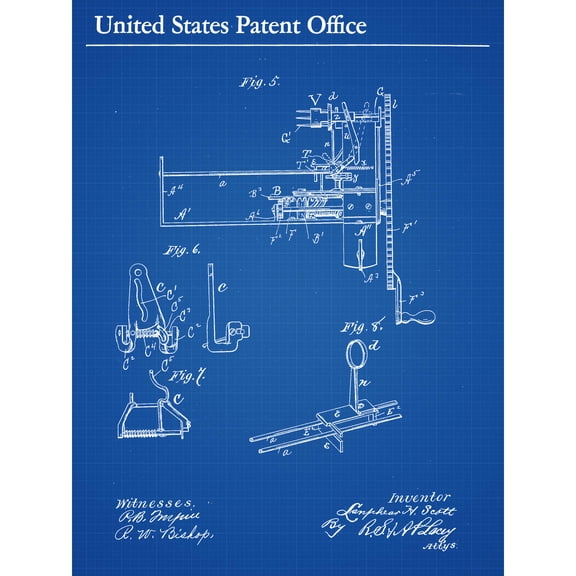Scott 1883 Apple Parer Patent Plan Extra Large XL Wall Art Poster Print