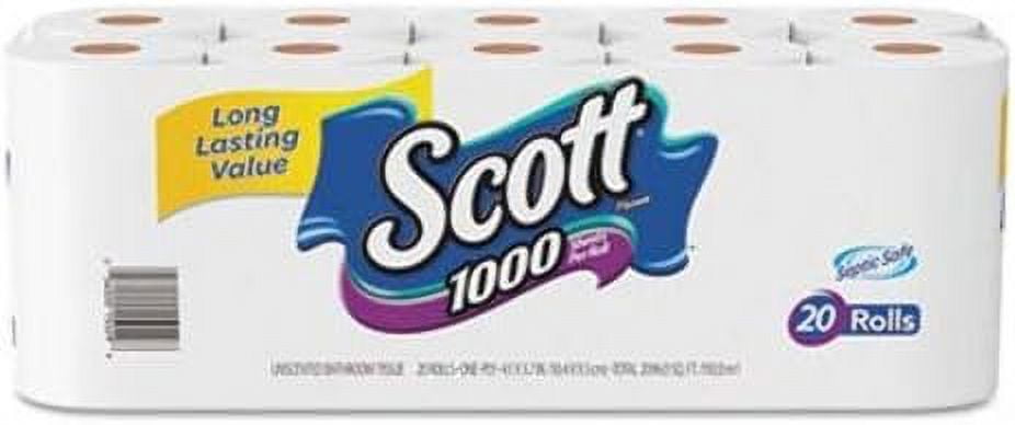 Scott 20032 1000 Bathroom Tissue, 1-Ply, White, 1000 Sheet/Roll, 20 ...