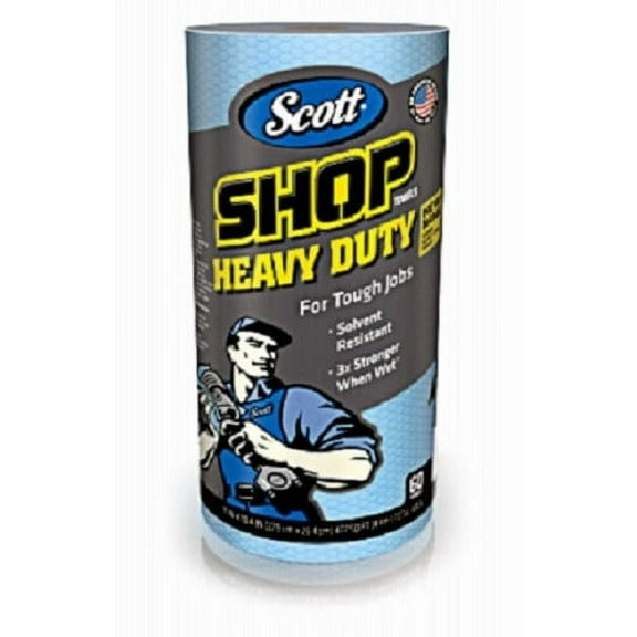 Scott 32992 Heavy Duty 60 Count Rolls Of Blue Shop Towels - Quantity of 3