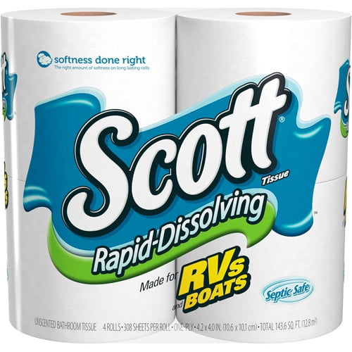 Scott 4pk Rapid-Dissolving RV Bath Tissue - Walmart.com