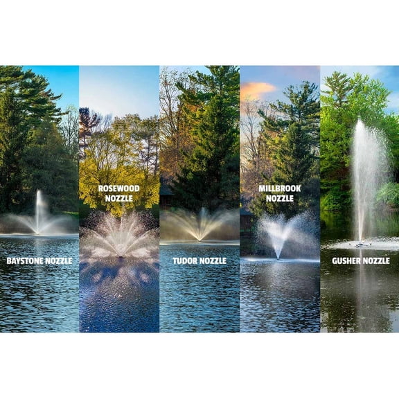 Scott Aerator Great Lakes Large Pond Fountain- 3/4 HP 230V with 200 ft. Cord | Aerating Fountain for Lakes & Ponds | Maintenance Free Stainless Steel | 5 Pattern | Nozzles Included | Made in USA