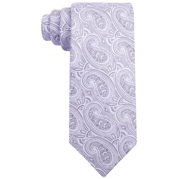 Scott Allan 100% Silk Gray Paisley Necktie | Jacquard Woven Standard Size Tie 3.3"in at Tip