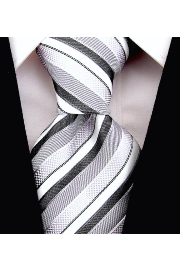 Scott Allan Black Gray Tie for Men | Jacquard Woven Microfiber Mens Regular Size Necktie" 3.3" at Tip