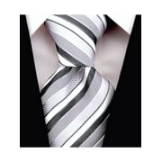 Scott Allan Black Gray Tie for Men | Jacquard Woven Microfiber Mens Regular Size Necktie" 3.3" at Tip