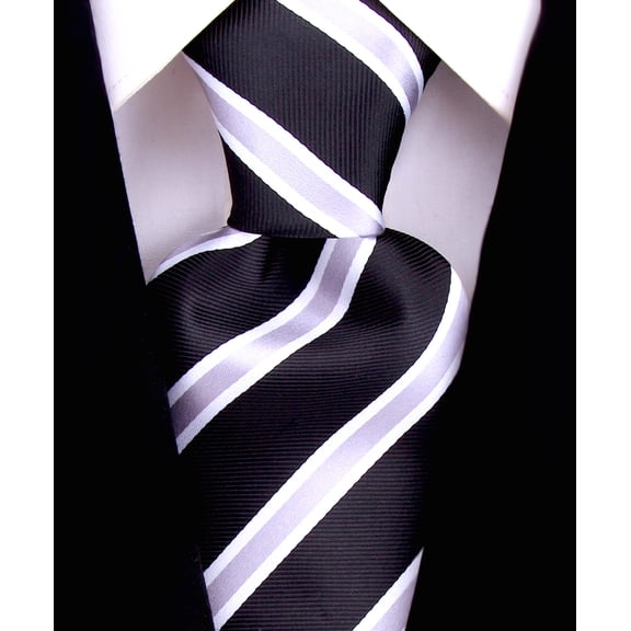 Scott Allan Black and Gray Mens Tie | Regular Size 3.3" Adult Necktie | Black Tie's for Him