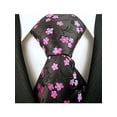 thumbnail image 1 of Scott Allan Black and Pink Mens Tie | Cherry Blossom Floral Tie for Him | Standard Size Necktie, 1 of 4