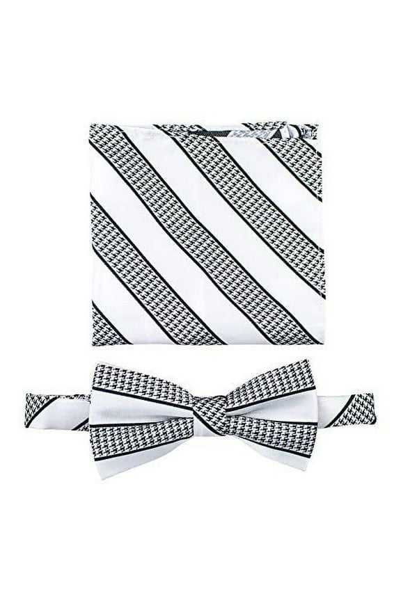Scott Allan Boy's & Men Adjustable Bowtie Set | White Tuxedo Bow Tie Pocket Square | Corbata para de moño