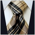 thumbnail image 1 of Scott Allan Brown and Black Mens Tie | Scottish Tartan Plaid Necktie | Jacquard Woven Regular Size Tie 3.3" at Tip, 1 of 6