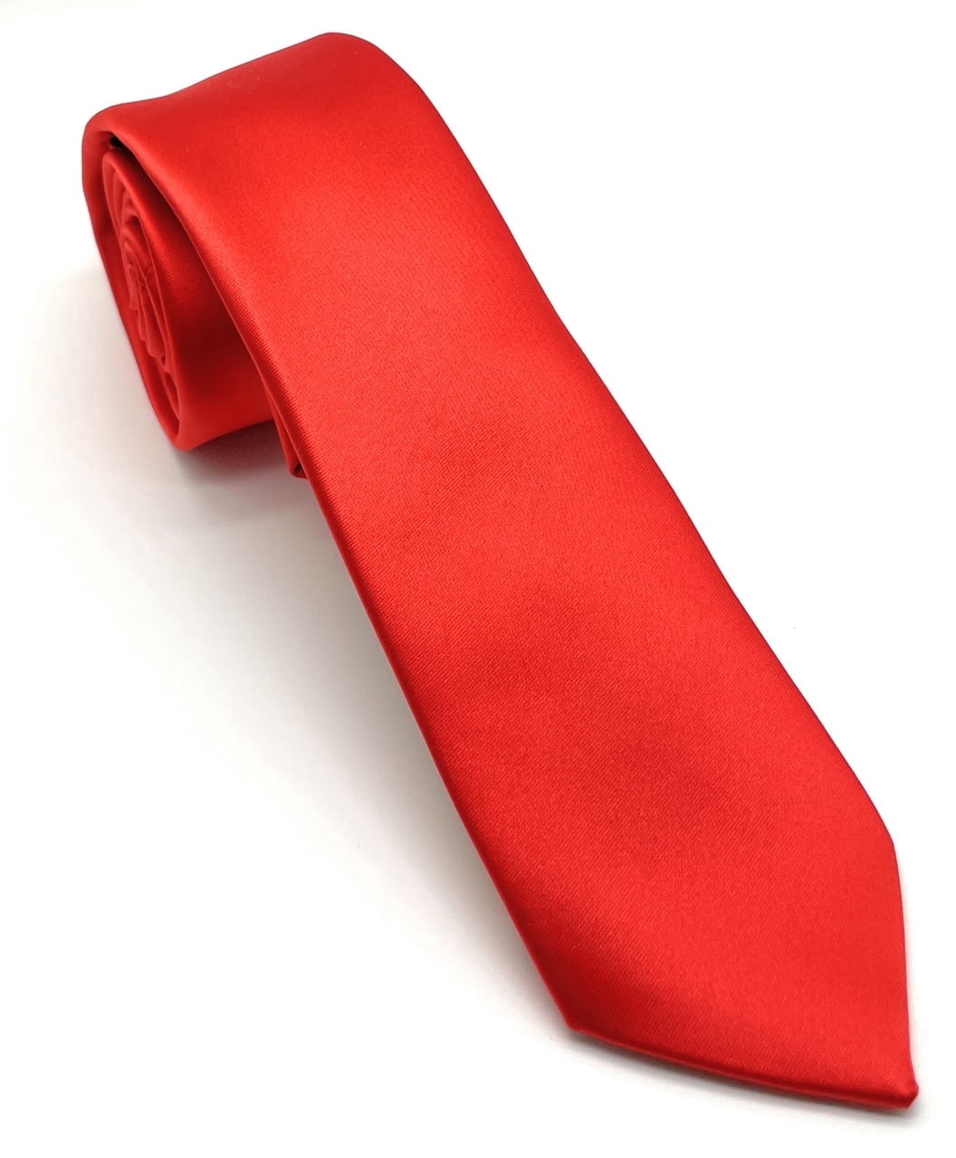 Scott Allan Premium Red Slim Necktie, 2.5 Inch Skinny Ties for Men
