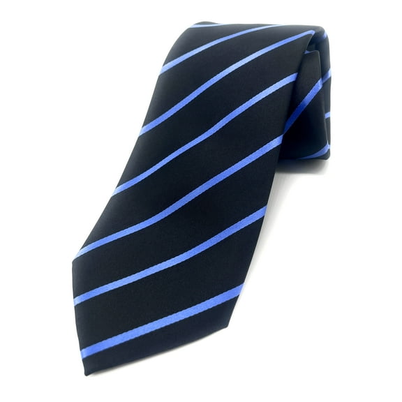 Scott Allan Collection Black & Blue Tie | Standard Size 3.3" Adult Pin Stripe Necktie Black Tie's