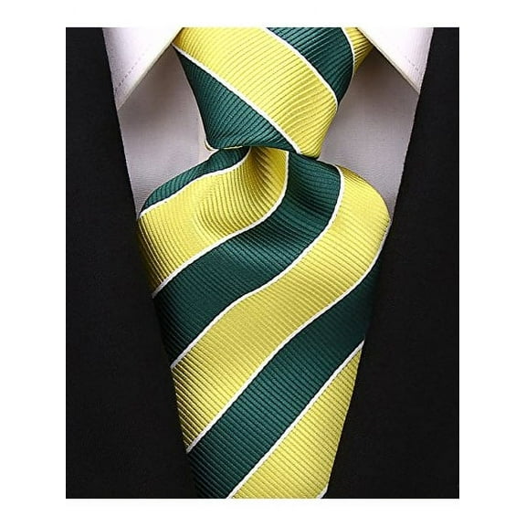 Scott Allan Collection Green and Yellow Necktie | Standard Size 3.3" Adult Tie