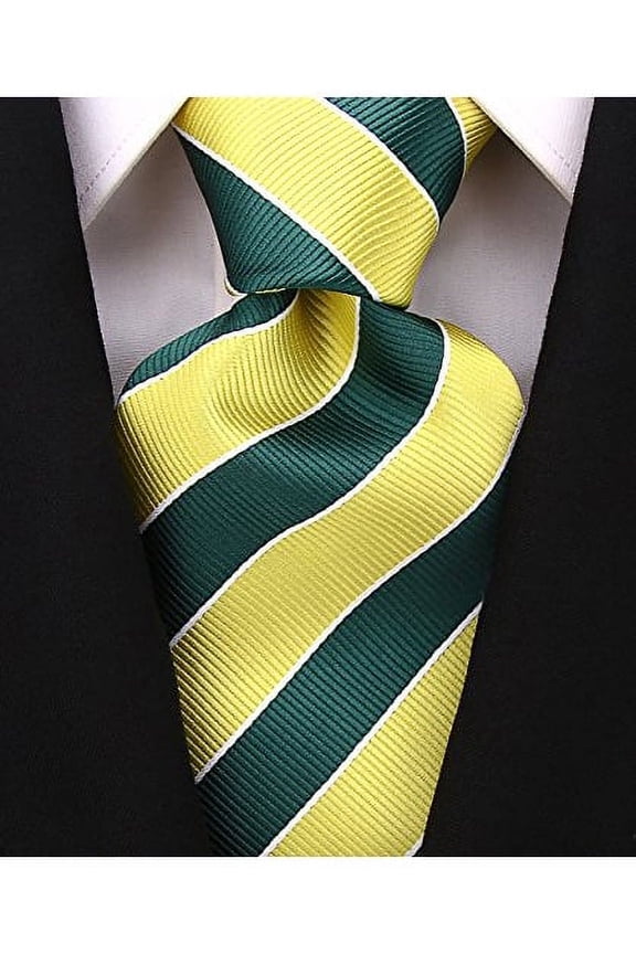 Green and Yellow Necktie | Standard Size 3.3" Adult Tie