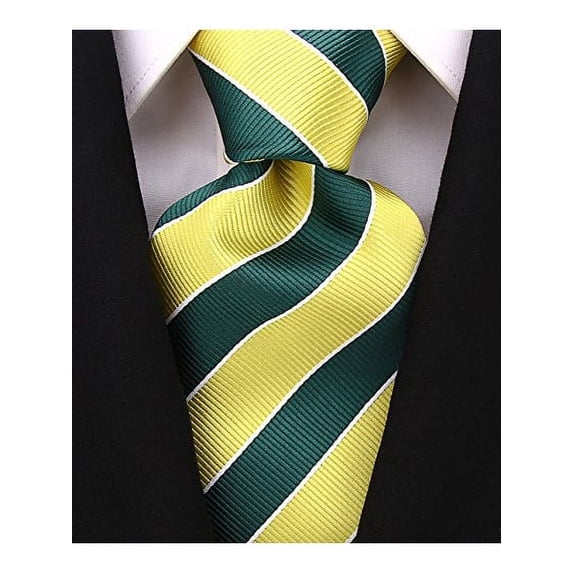 Scott Allan Collection Green and Yellow Necktie | Standard Size 3.3" Adult Tie