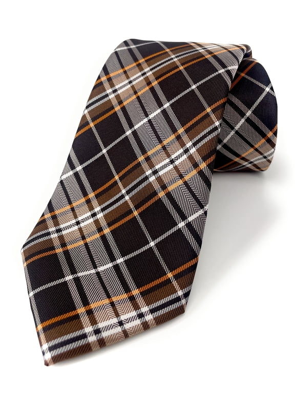 Scott Allan Men's Textured Brown and Orange Premium Necktie