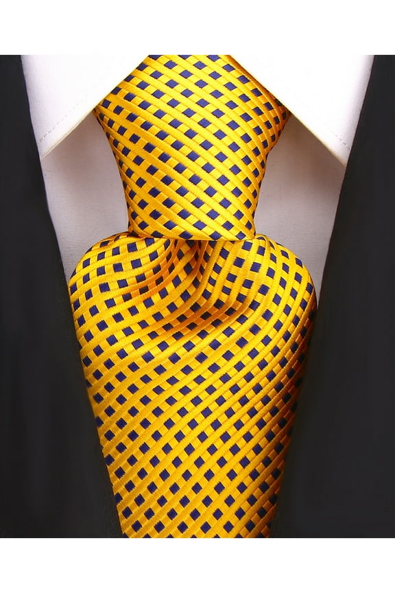 Orange Necktie | Standard Size Adult Tie | Jacquard Woven Diamond Pattern Tie