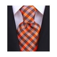 thumbnail image 1 of Scott Allan Collection Orange and Brown Mens Gingham Plaid Necktie | Standard Size 3.3" Adult Tie, 1 of 7