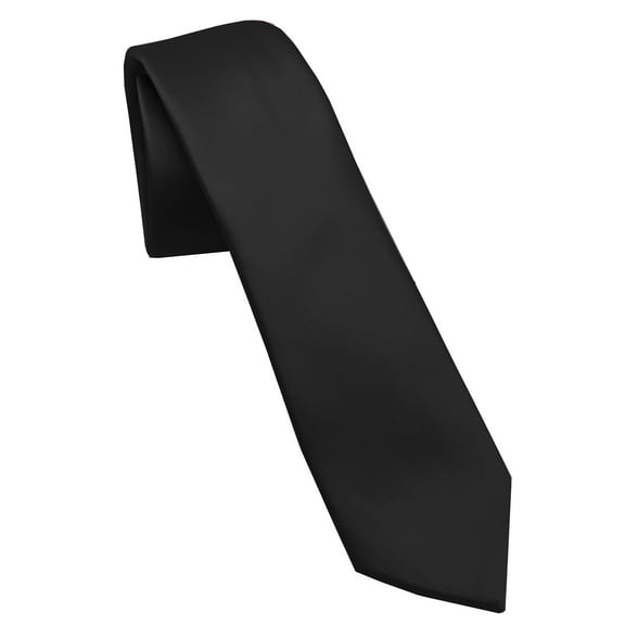 Scott Allan Collection Solid Black Skinny Tie | Slim Size 2.5" Adult Black Necktie