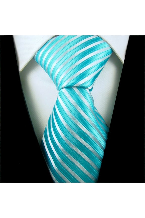 Turquoise Tie | Standard Size 3.3" Adult Necktie | Ocean Blue Mens Tie