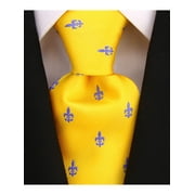 Scott Allan Collection Yellow Tie for Men | Standard Size 3.3" Adult Tie | Fleur De Lis Necktie