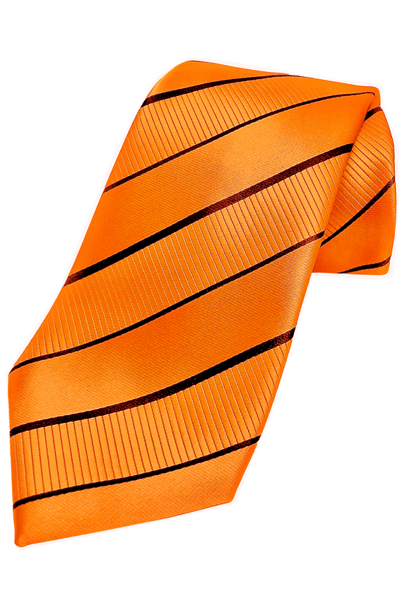 Orange and Black Tie for Men - Orange & Black Wedding Necktie for Groom