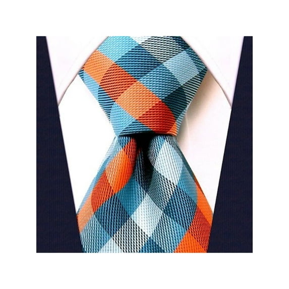 Scott Allan Men's Turquoise and Orange Necktie | Standard Size 3.3" Adult Tie