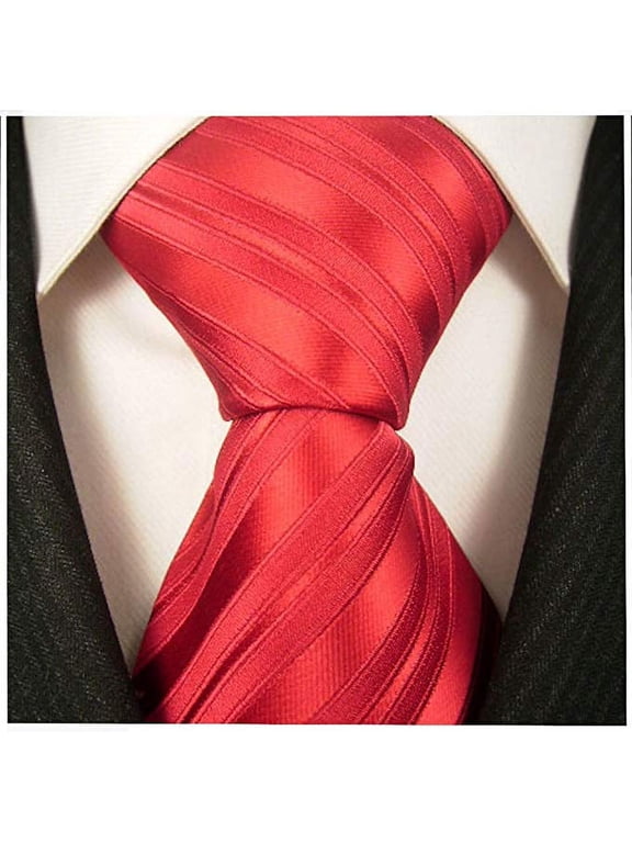 Scott Allan Solid Red Mens Tie | Standard Size 3.3" Adult Tie | Red Jacquard Woven Microfiber Neck Tie