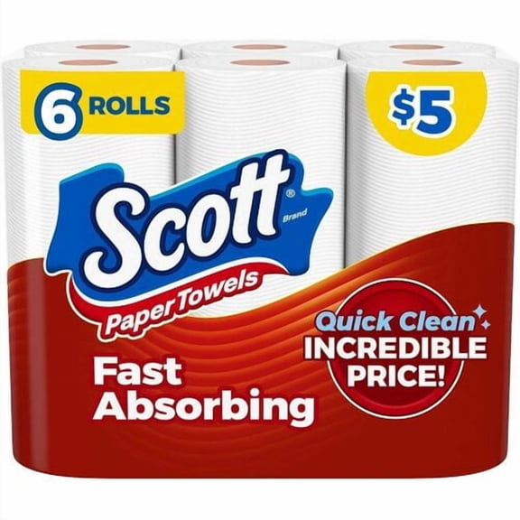 Scott Choose-A-Sheet Paper Towels, 6 Rolls, 62 Sheets per Roll | 2 Packs (12 Total)