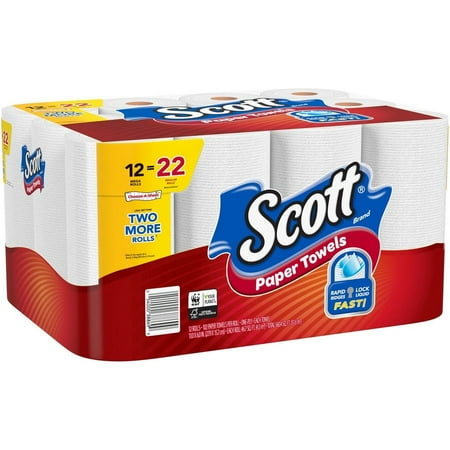Scott Choose-A-Sheet Paper Towels - Mega Rolls - 1 Ply - 102 Sheets/Roll - White - Perforated, Absorbent - For Home, Office, School - 12 / Pack | Bundle of 5
