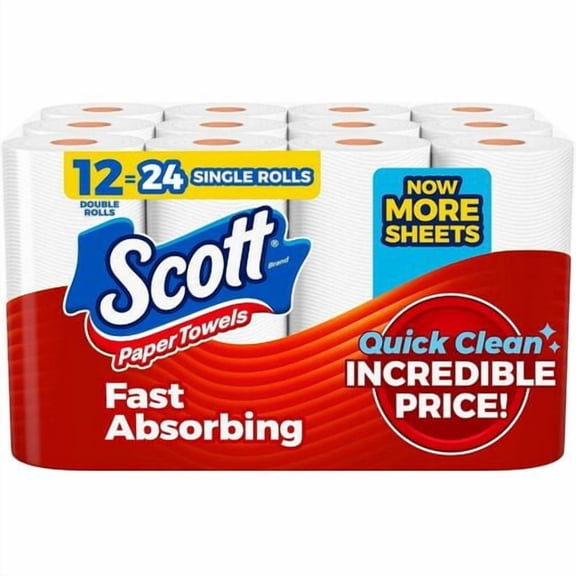 Scott Choose-A-Sheet Paper Towels, White, Fiber Paper (56672) | 2 Packs (24 Total)