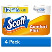 4 pack Scott ComfortPlus Toilet Paper, 12 Mega Rolls