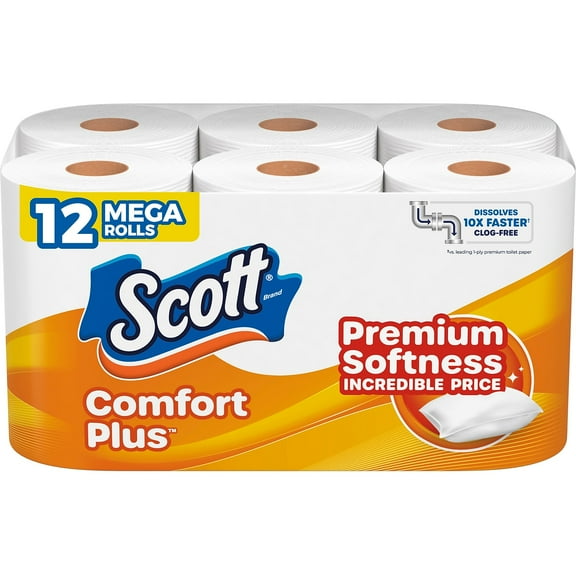 Scott Comfort Plus Toilet Paper 1-ply White 310 Sheets/Roll 12 Rolls/Case (57098)